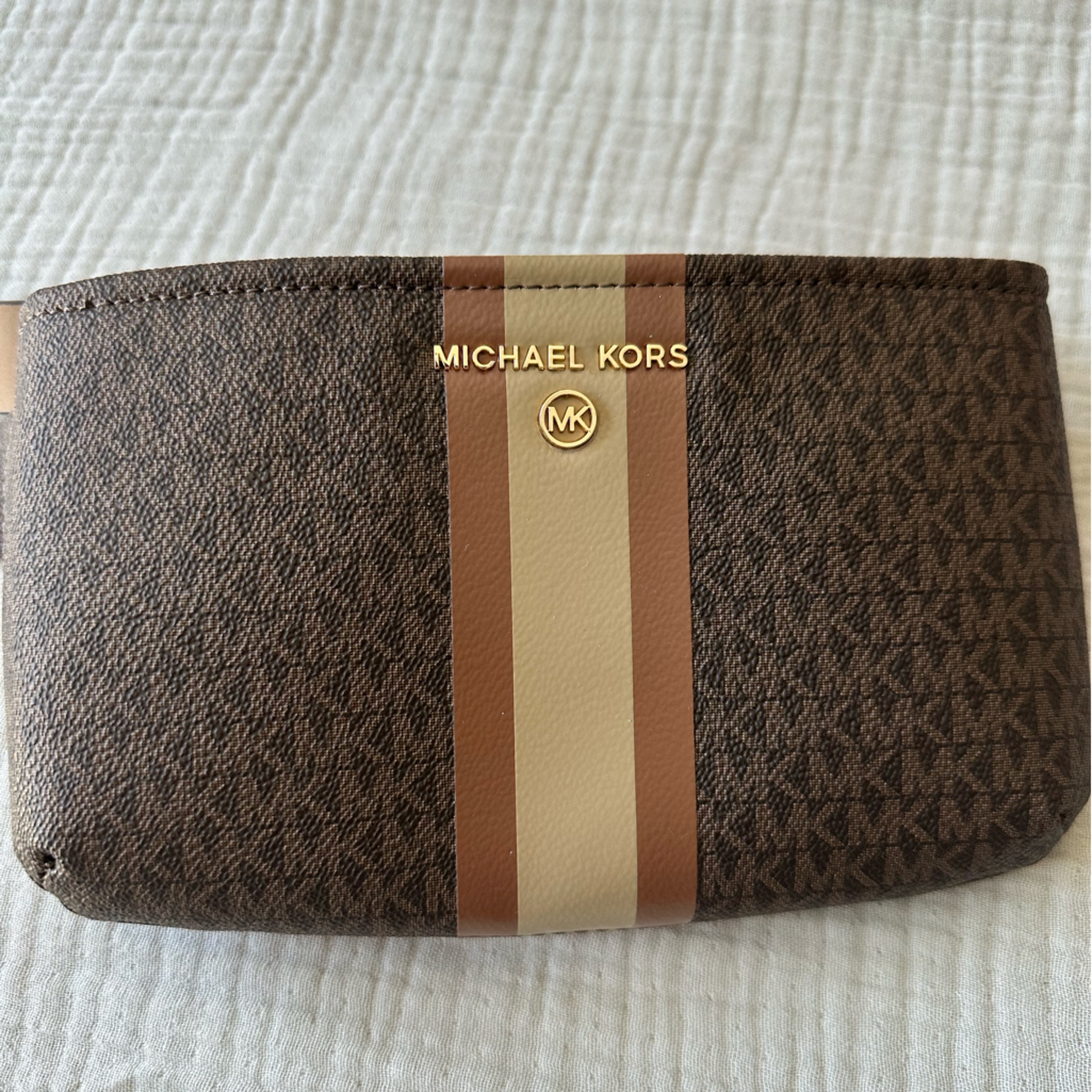 New Authentic Michael Kors Brown Logo Adjustable Belt Bag